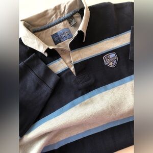 Enyce Men’s XL Rugby Shirt Long Sleeve Navy Grey Stripes Polo 90’s Preppy